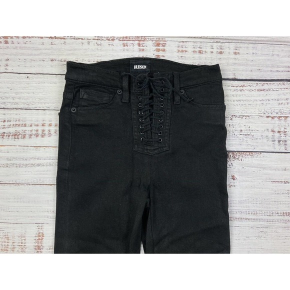 HUDSON JEANS Bullocks High Rise Lace Up Skinny Black‎ sz 24 - Picture 3 of 6